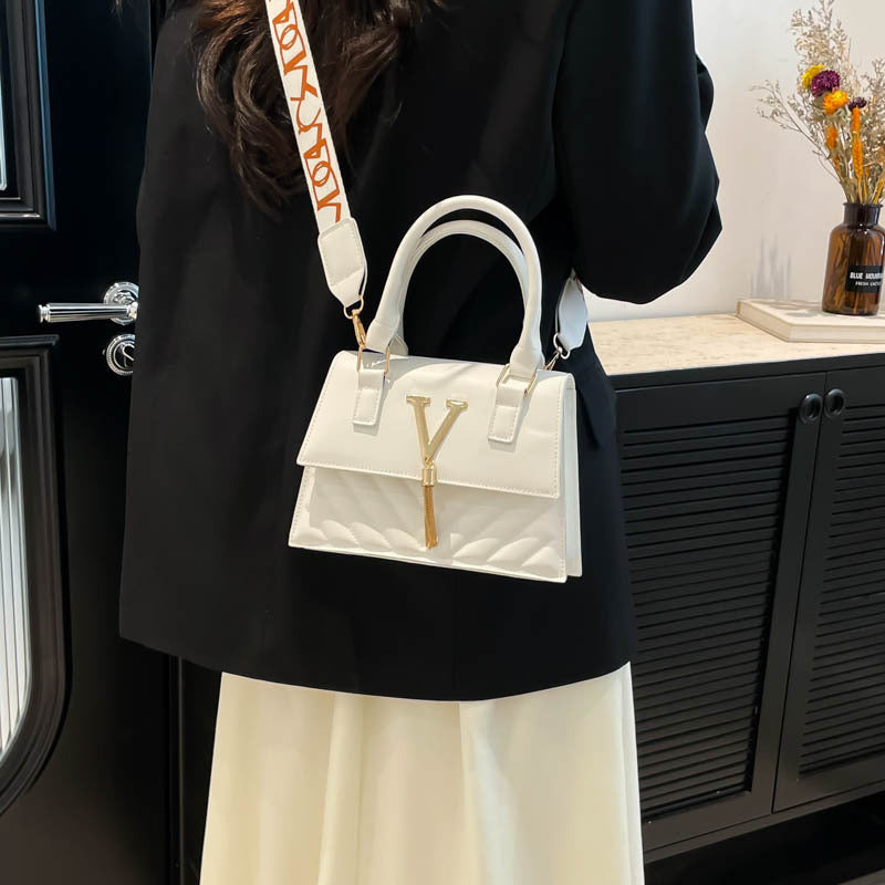 Womens Fashion Solid-Color Tassel Crossbody Bag THRU7