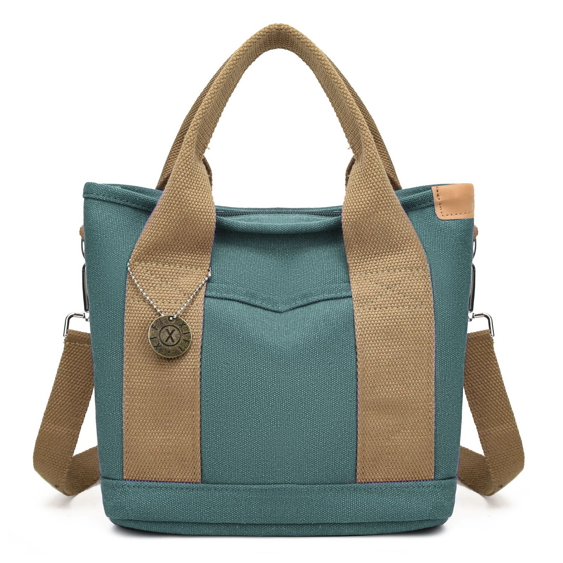 Women's Canvas Tote Bag With Contrasting Color Design THRU7