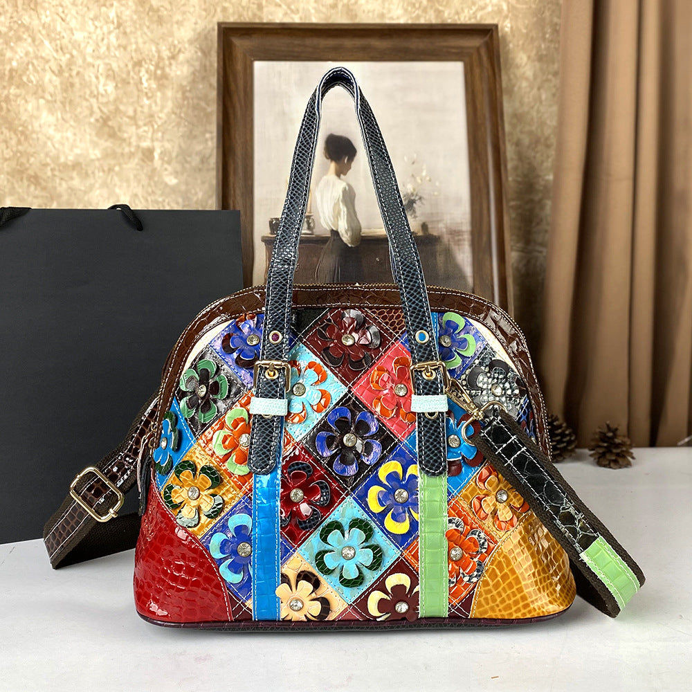 Stylish Patchwork Color-Block Womens Tote And Crossbody Bag THRU7