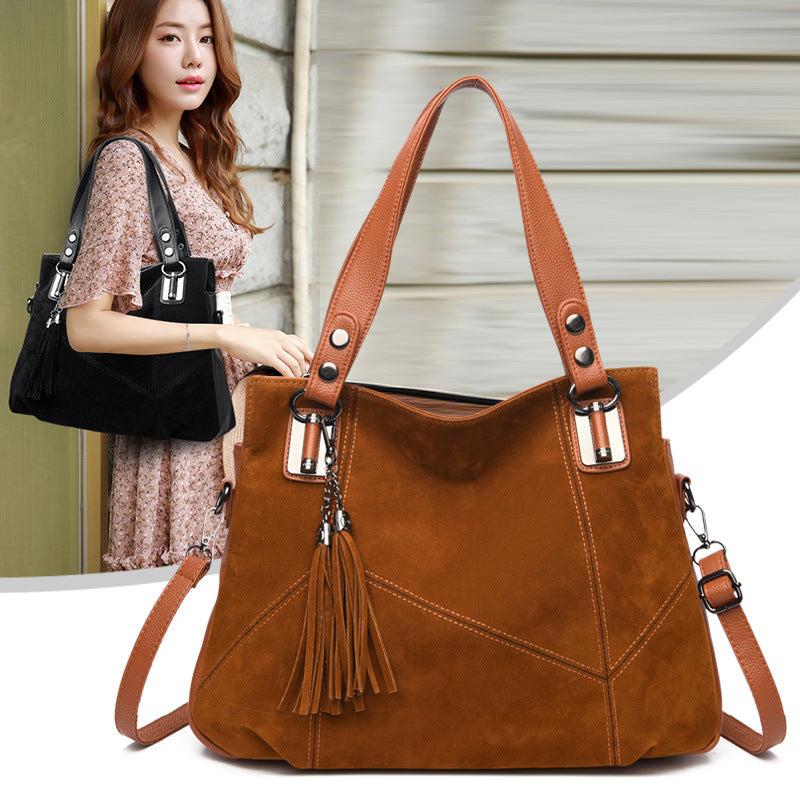 Womens Retro Tassel Zipper Suede Shoulder Crossbody Bag THRU7