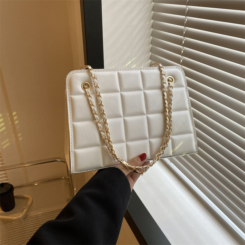 Plaid Bag Womens Small Diamond-Pattern Embroidered Grid Shoulder Bag THRU7