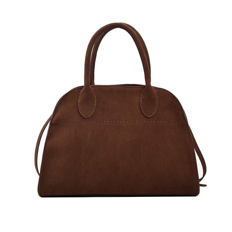 Retro-style High-capacity Suede-look Single-shoulder Tote Bag THRU7