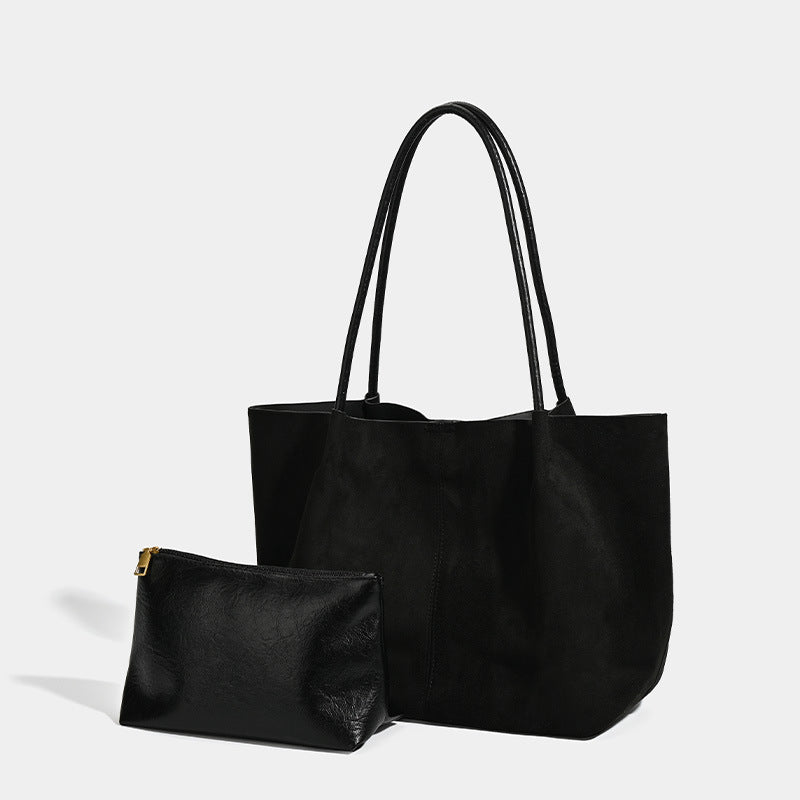 Large-Capacity Retro Suede Shoulder And Handbag Set THRU7