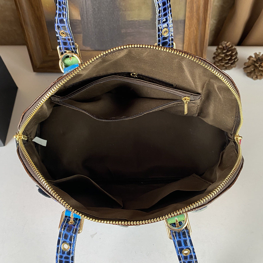Stylish Patchwork Color-Block Womens Tote And Crossbody Bag THRU7