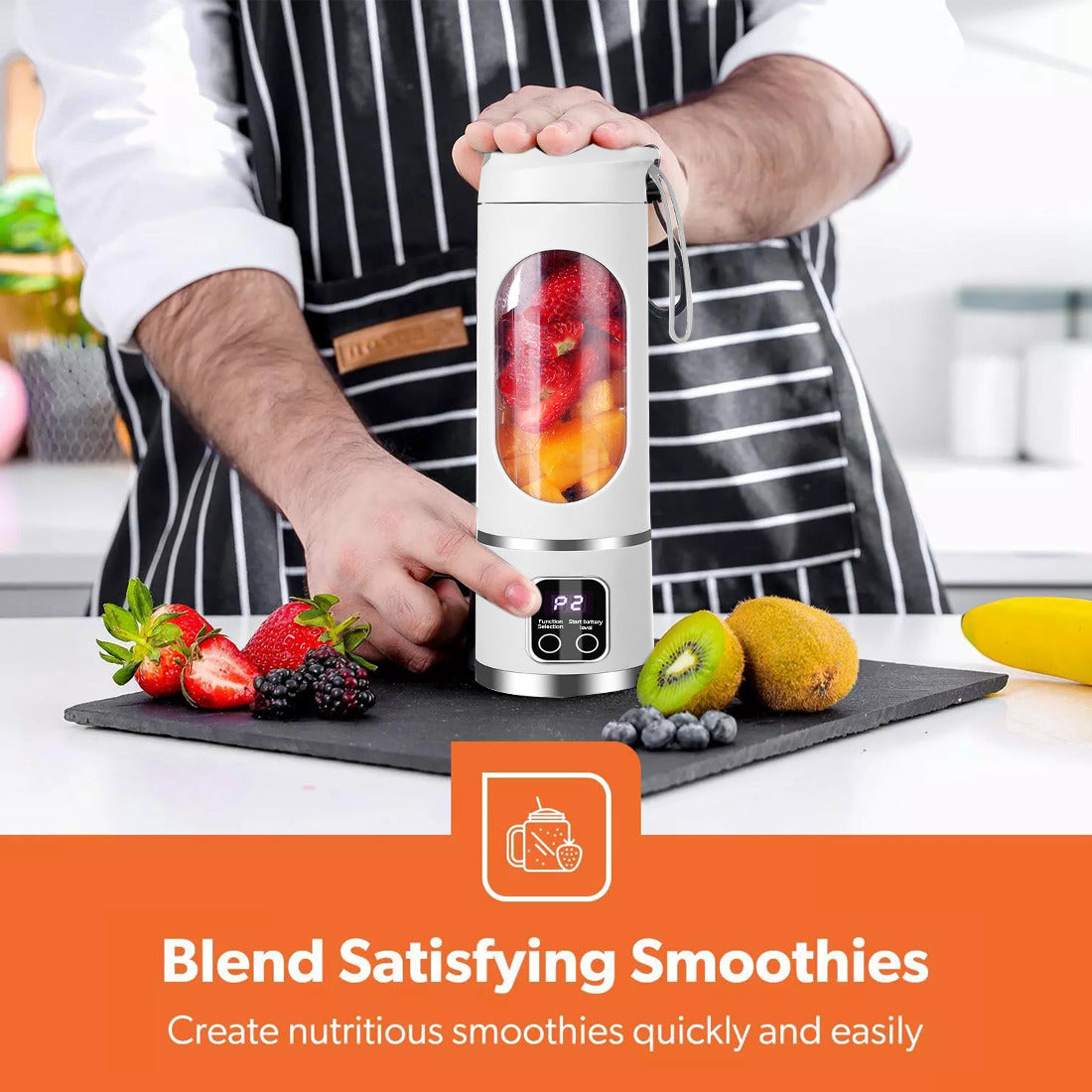 Portable USB Rechargeable Juicer Cup Electric Mixer Blender Smoothie Maker 450ml THRU7
