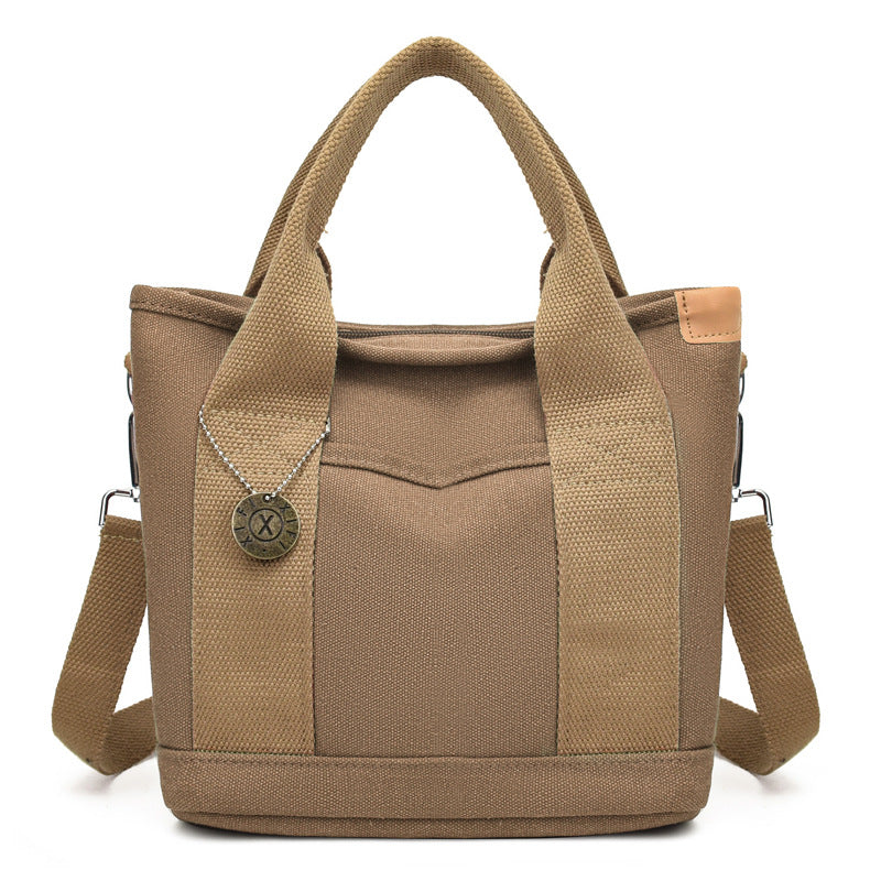 Women's Canvas Tote Bag With Contrasting Color Design THRU7