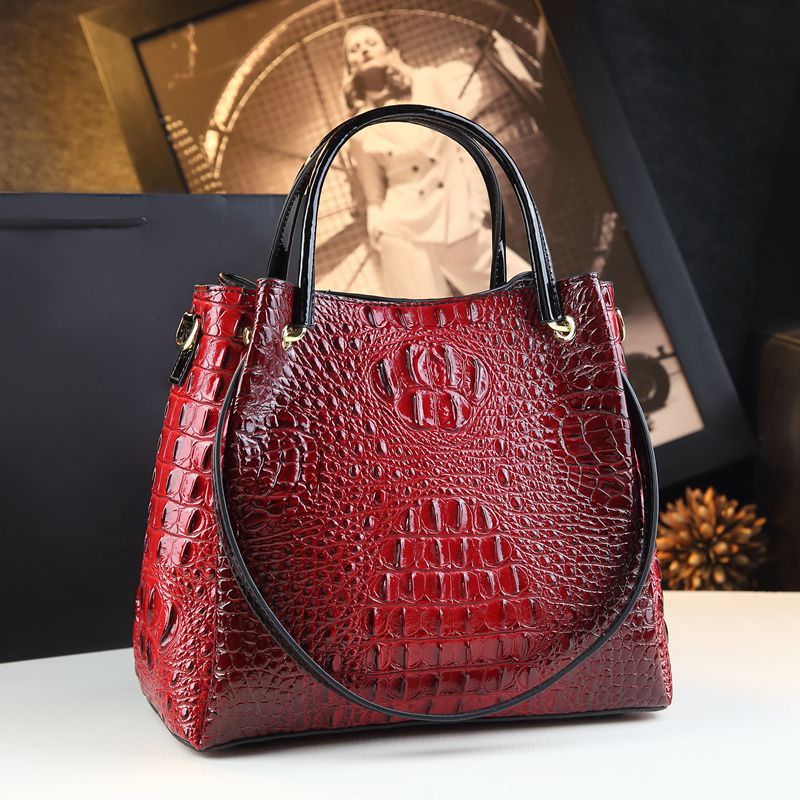 Stylish Textured And Colorful Crocodile-Print Womens Shoulder Bag THRU7