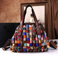 Woven Large-Capacity Cowhide Shoulder Tote Bag For Women THRU7
