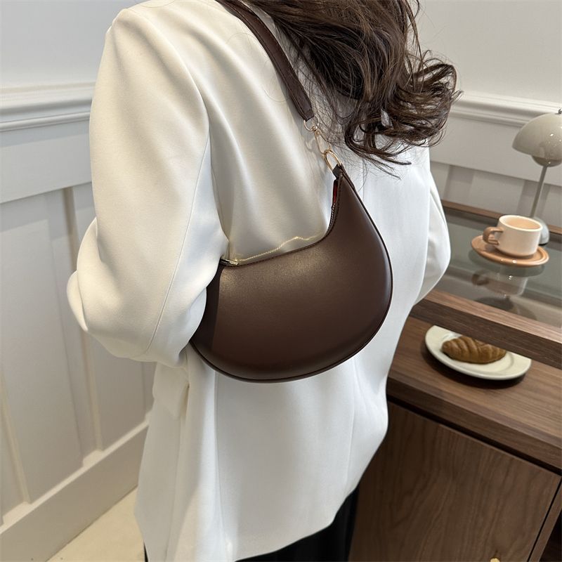 Niche Crescent New Simple All-Match Textured Shoulder Bag For Women THRU7