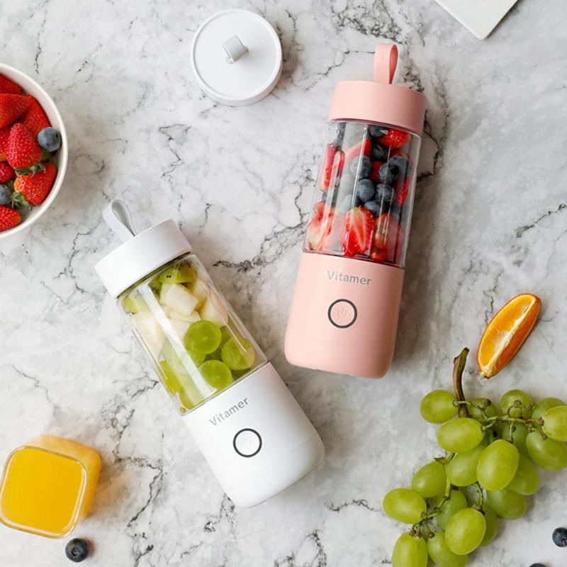 350ml Portable Blender Juicer Electric USB Rechargeable Mixer Smoothie Slushy Cup Juice Blender Bottle USB Charging Kitchen Gadgets THRU7