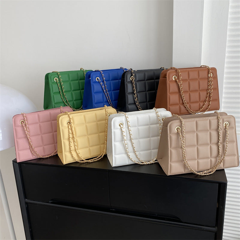 Plaid Bag Womens Small Diamond-Pattern Embroidered Grid Shoulder Bag THRU7