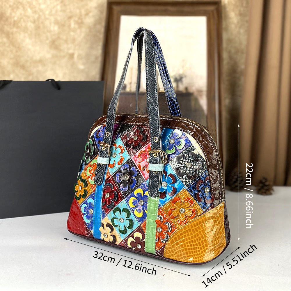 Stylish Patchwork Color-Block Womens Tote And Crossbody Bag THRU7