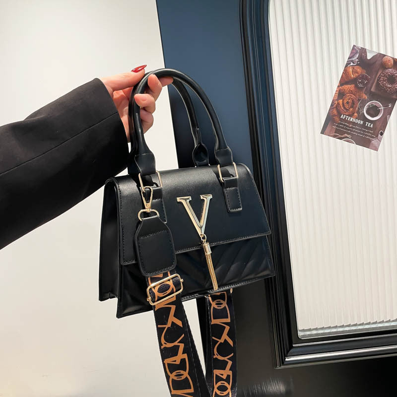 Womens Fashion Solid-Color Tassel Crossbody Bag THRU7