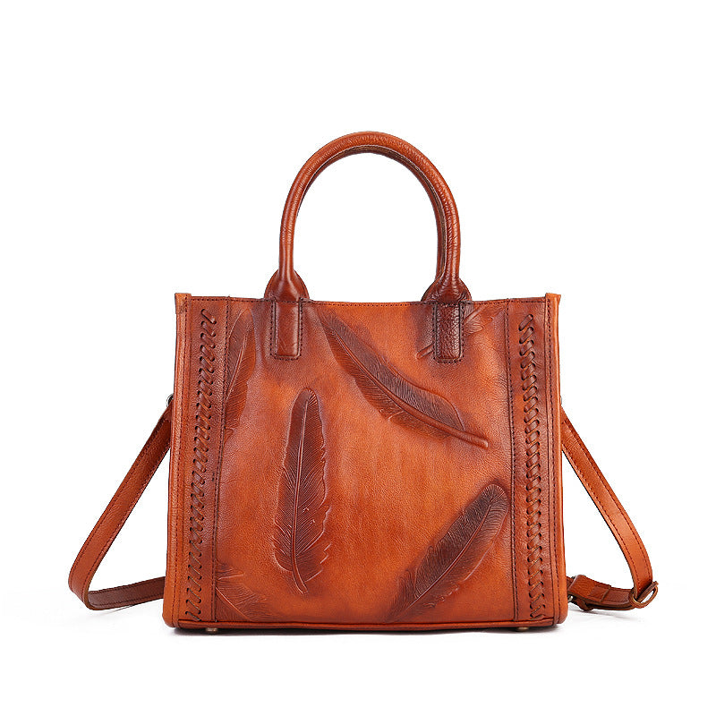 Vintage Small Square Bag For Women Made Of Full-Grain Cowhide Leather THRU7