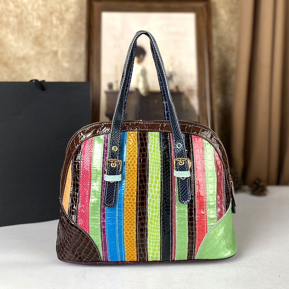 Stylish Patchwork Color-Block Womens Tote And Crossbody Bag THRU7