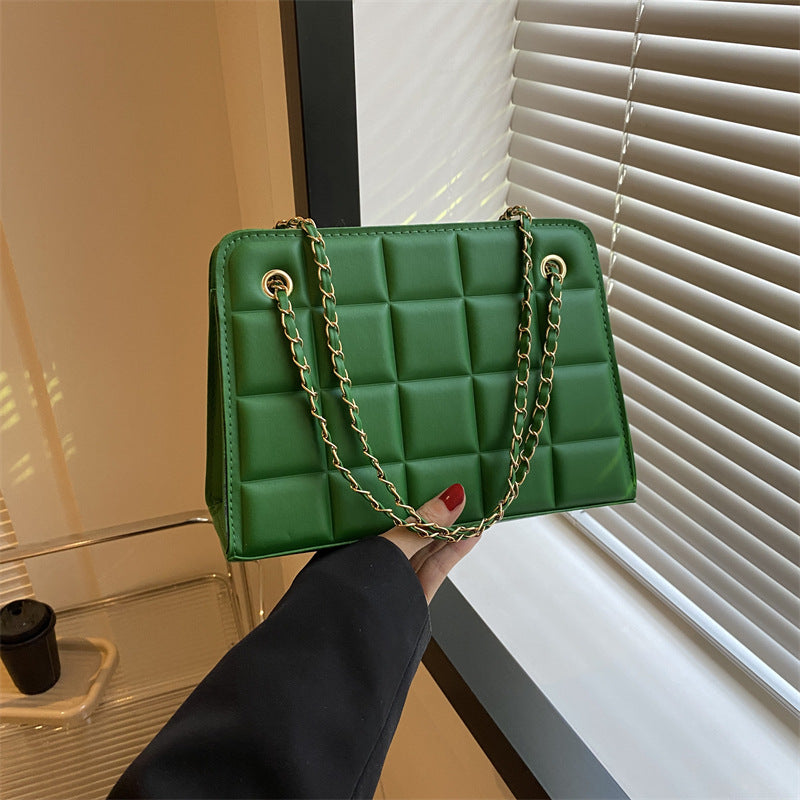 Plaid Bag Womens Small Diamond-Pattern Embroidered Grid Shoulder Bag THRU7