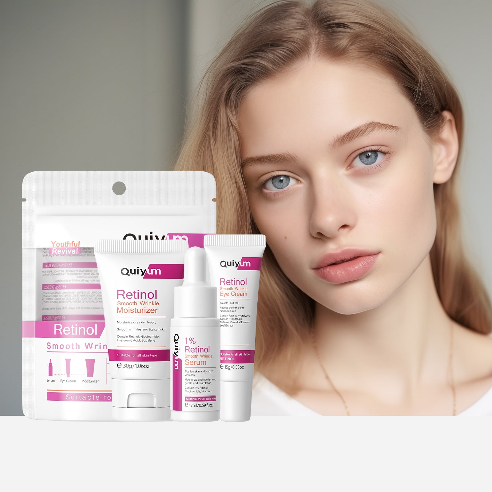 Retinol Skin Care Set 3-piece Facial Care Moisturizing THRU7
