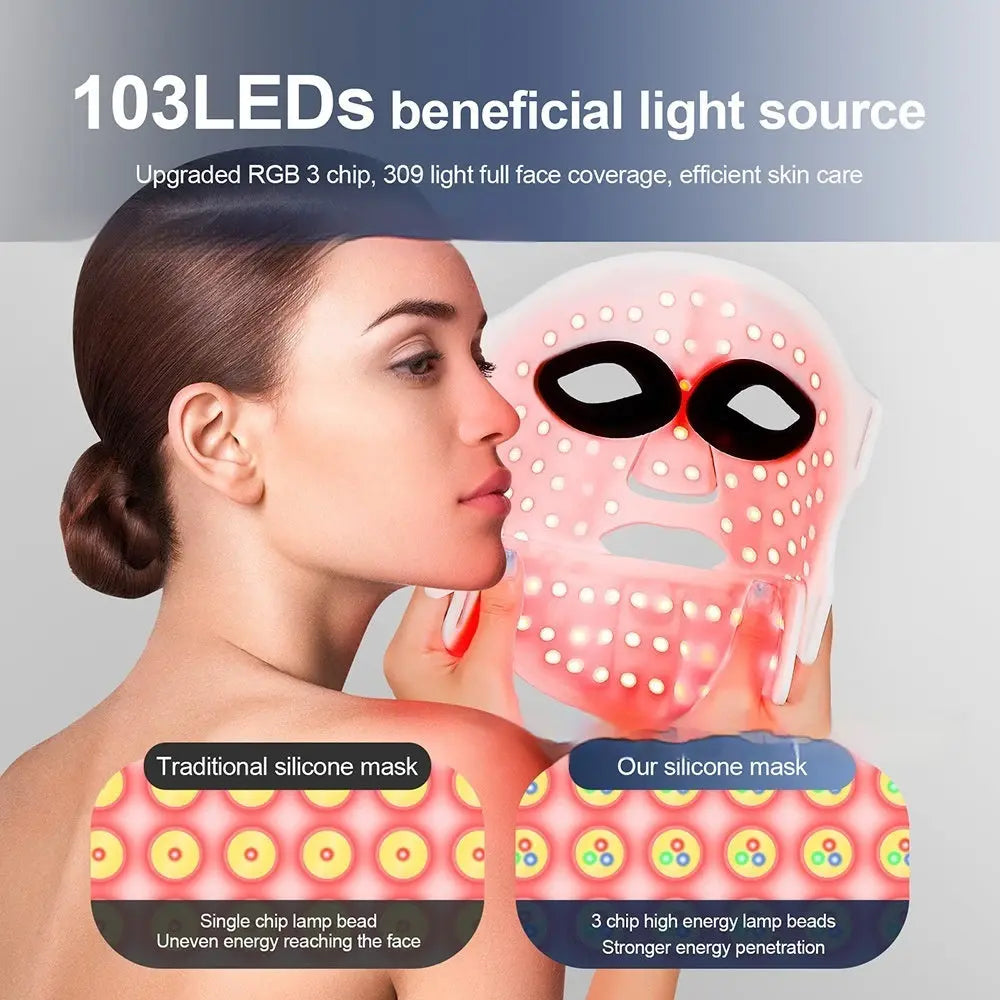 Silicone Facial Mask Rechargeable LED Photon Rejuvenation THRU7