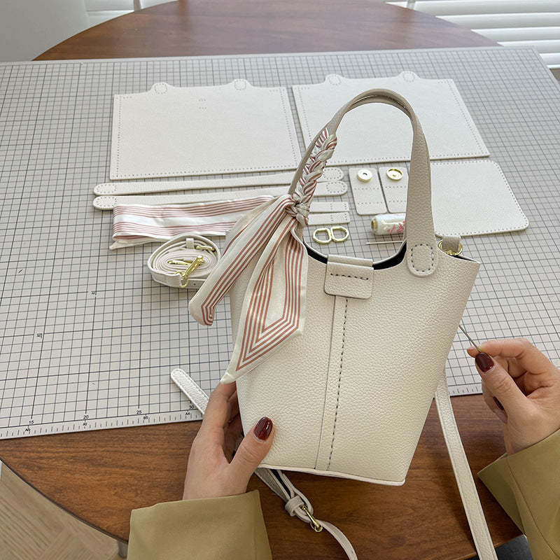 Western-style Bucket Bag With Silk Scarf For Women THRU7