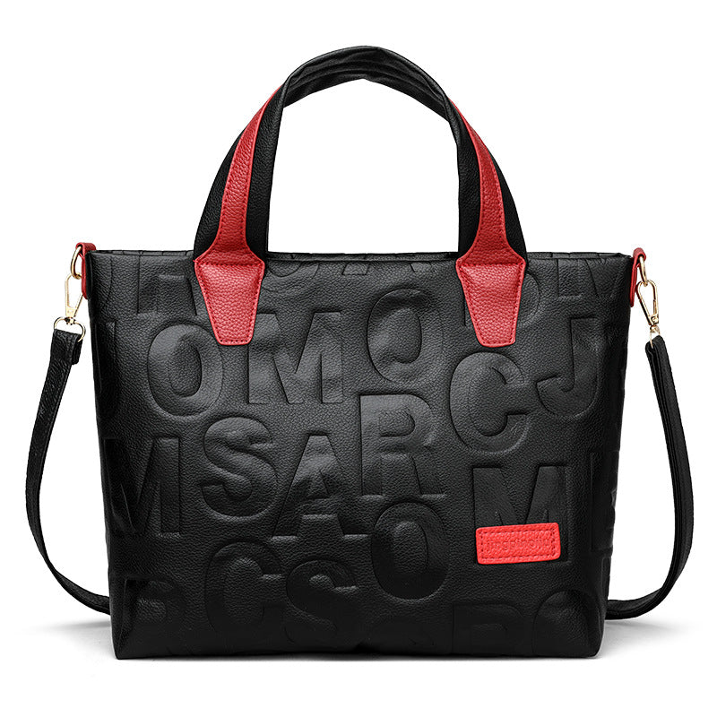 Trendy Tote Handbag Chic Letter Embossing Womens THRU7