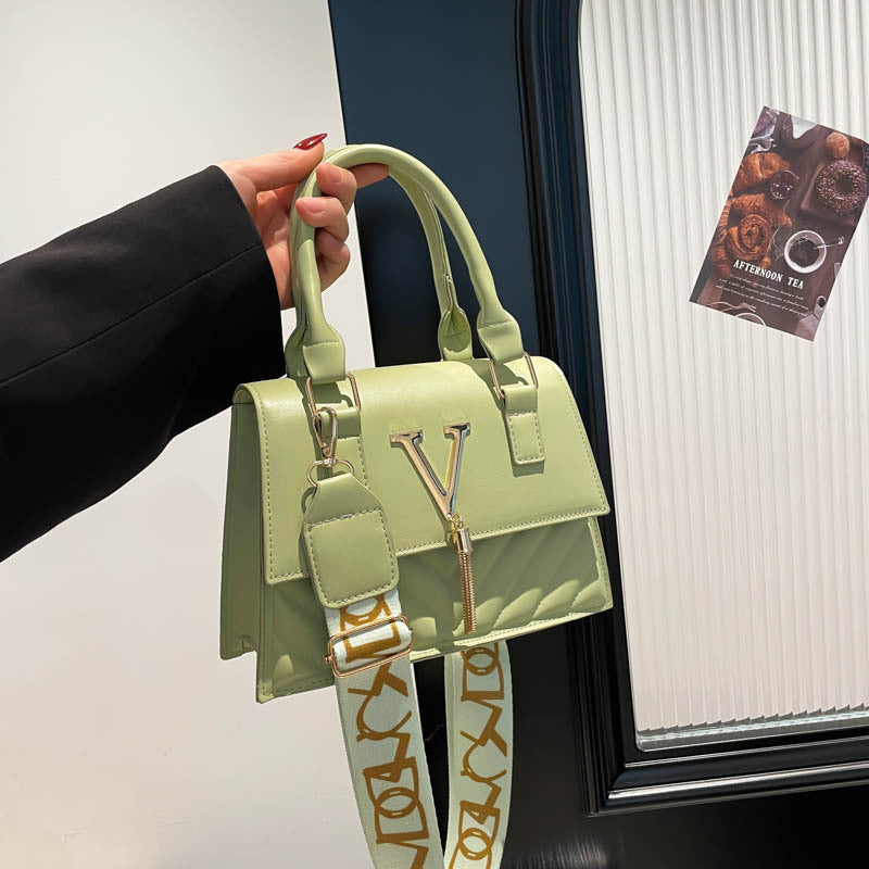 Womens Fashion Solid-Color Tassel Crossbody Bag THRU7