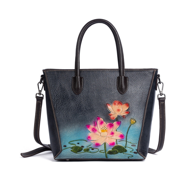 Retro Women's First-Layer Cowhide Handbag THRU7