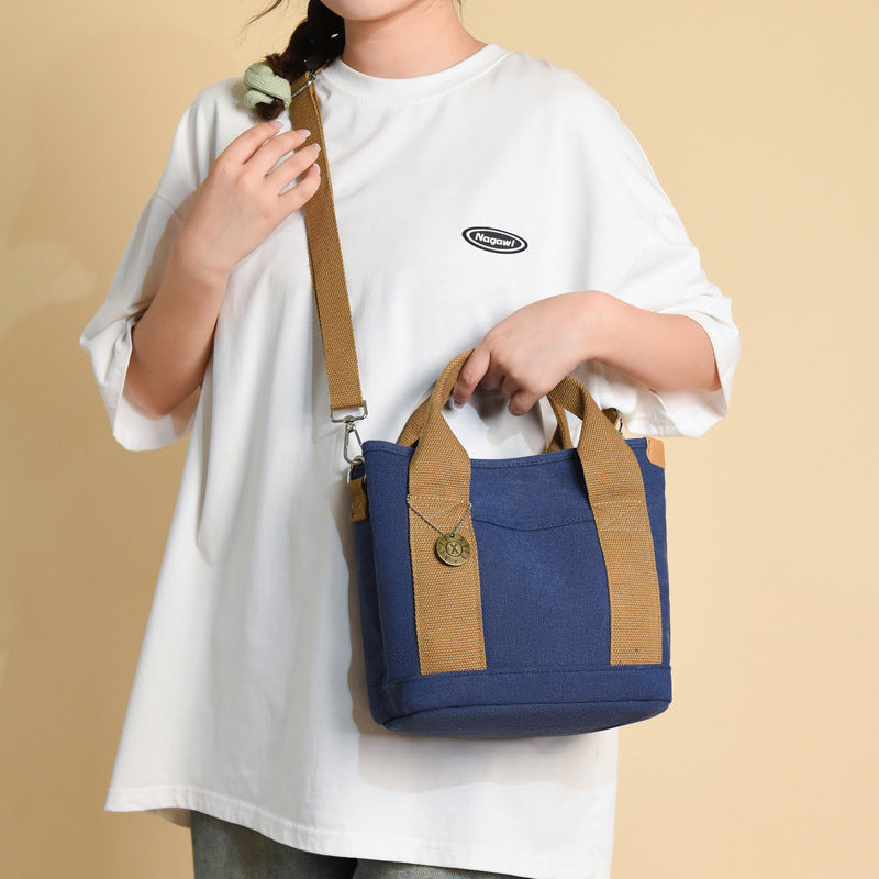 Women's Canvas Tote Bag With Contrasting Color Design THRU7