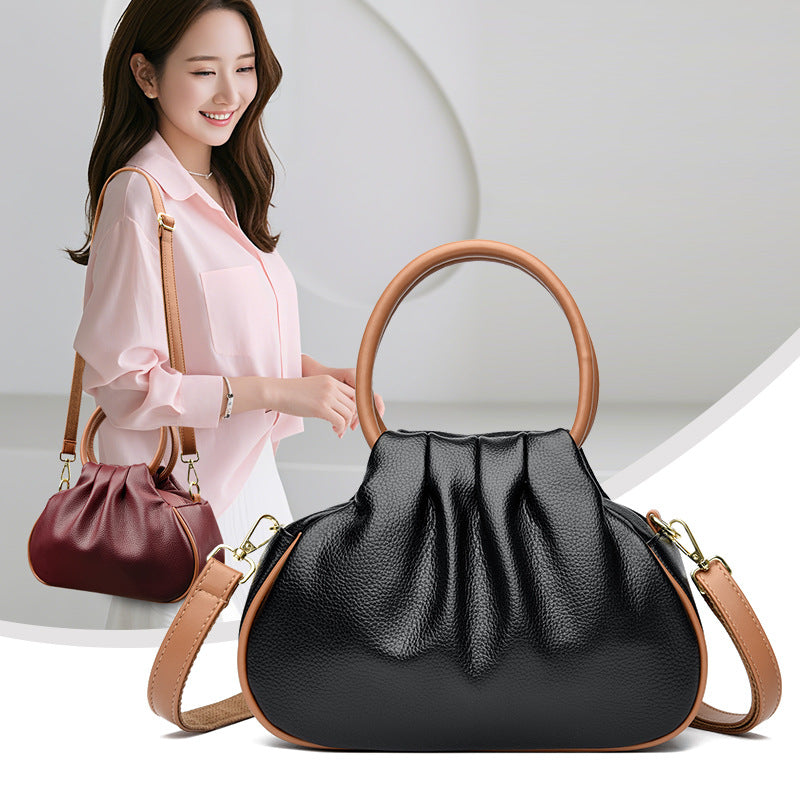 Large-capacity Pleated Crossbody Shoulder Bag For Women THRU7