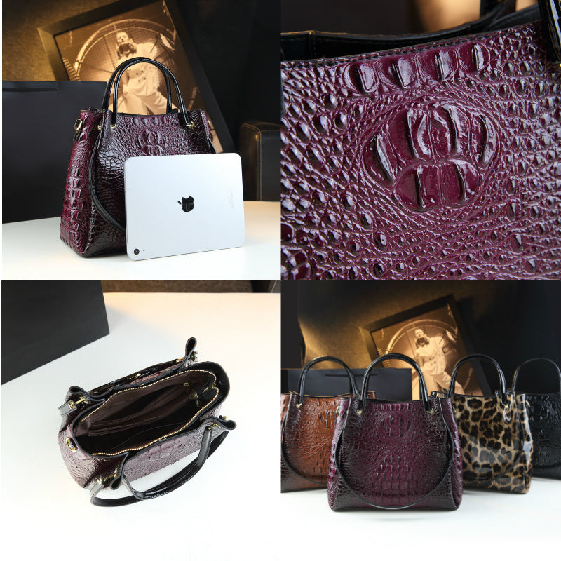 Stylish Textured And Colorful Crocodile-Print Womens Shoulder Bag THRU7