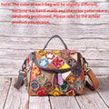 Full-grain Leather Handmade Floral Contrast-color Patchwork Tote Shoulder Bag THRU7