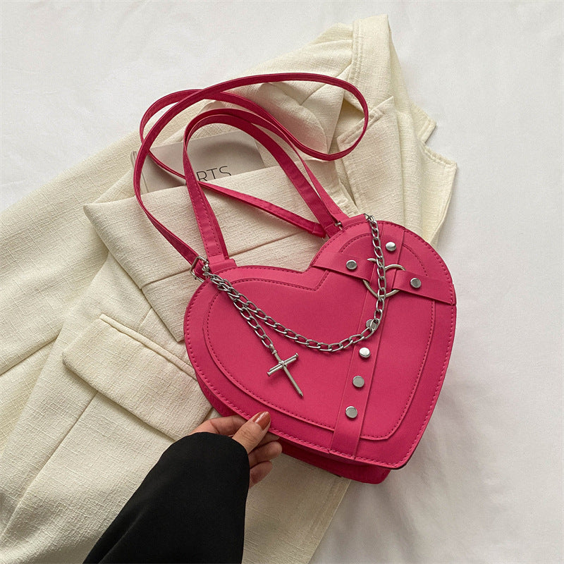 Korean-style Cute Niche Heart-shaped Shoulder Crossbody Bag THRU7