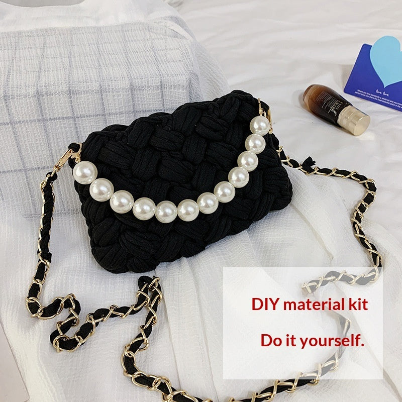 DIY Craft Kit Yarn, Crochet Hook, And Fabric Strips For Making A ShoulderCrossbody Bag THRU7