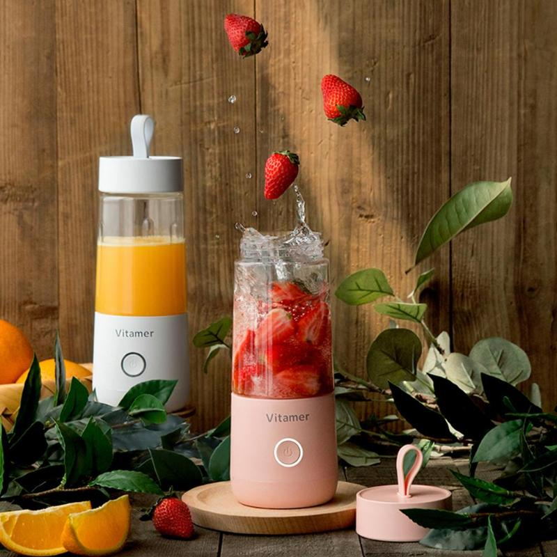 350ml Portable Blender Juicer Electric USB Rechargeable Mixer Smoothie Slushy Cup Juice Blender Bottle USB Charging Kitchen Gadgets THRU7