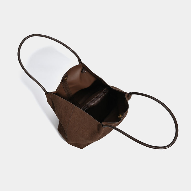 Large-Capacity Retro Suede Shoulder And Handbag Set THRU7