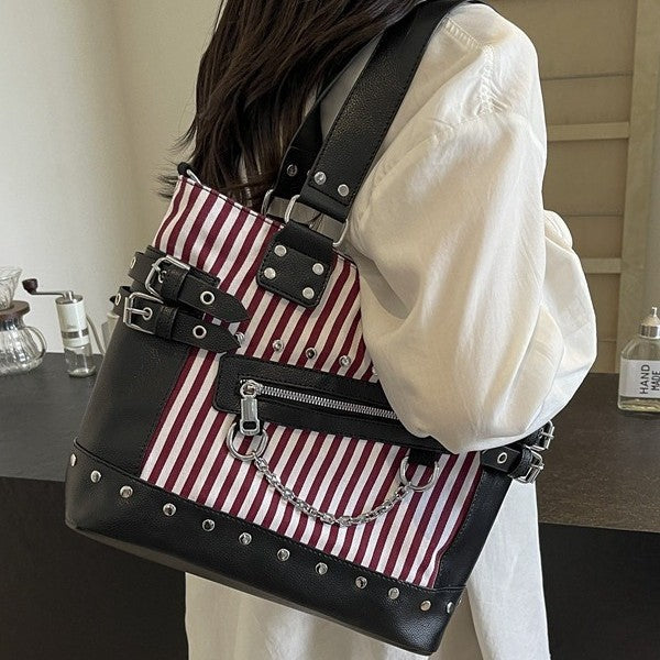 Women's Textured Casual Tote Shoulder Bag THRU7