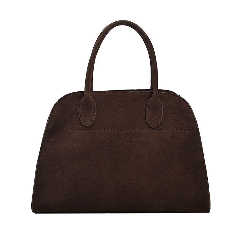 Retro-style High-capacity Suede-look Single-shoulder Tote Bag THRU7