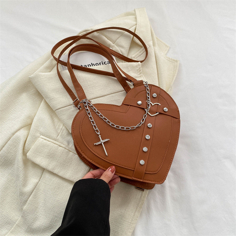 Korean-style Cute Niche Heart-shaped Shoulder Crossbody Bag THRU7