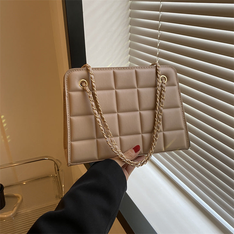 Plaid Bag Womens Small Diamond-Pattern Embroidered Grid Shoulder Bag THRU7