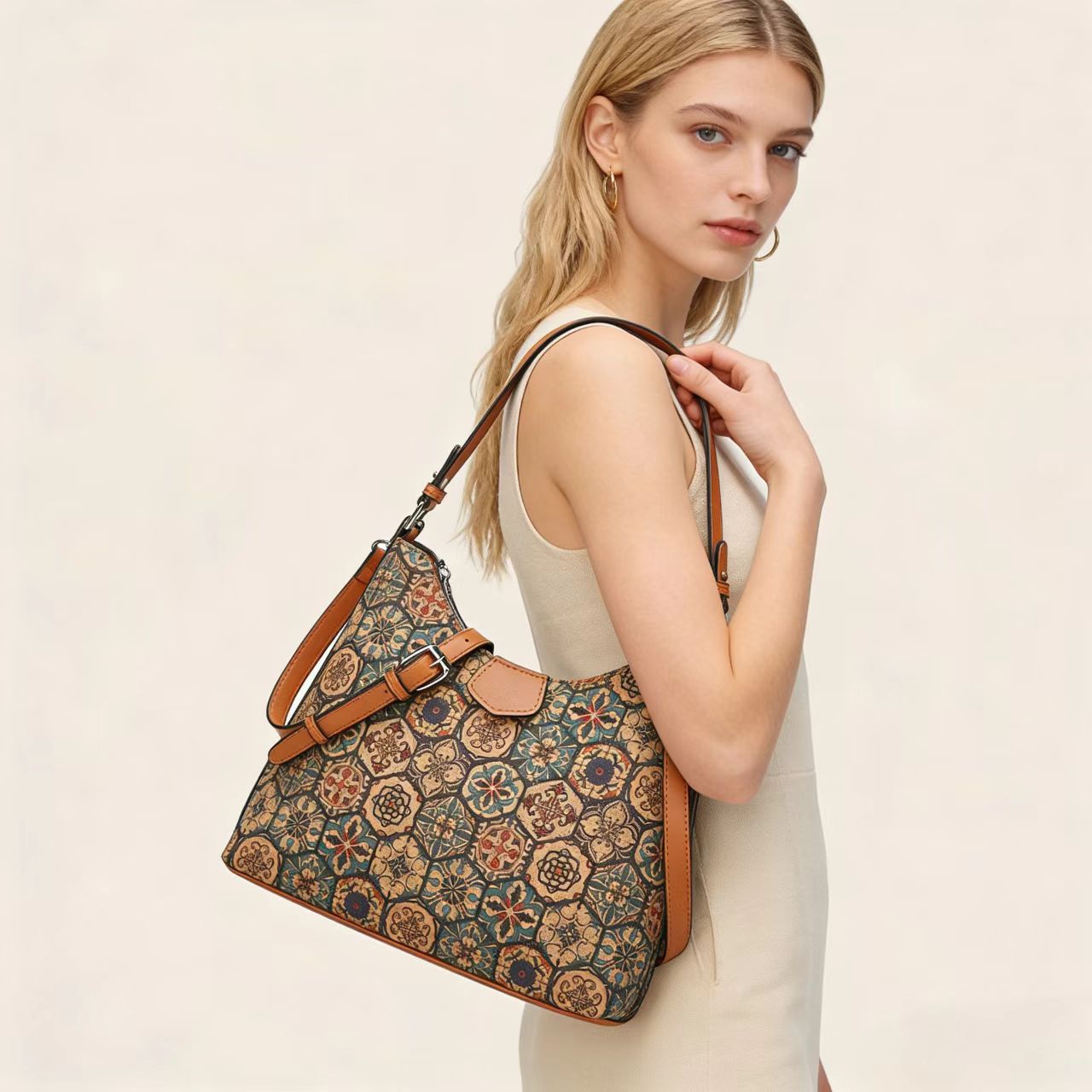 Retro-printed Ethnic-style Tote Shoulder Or Crossbody Bag THRU7
