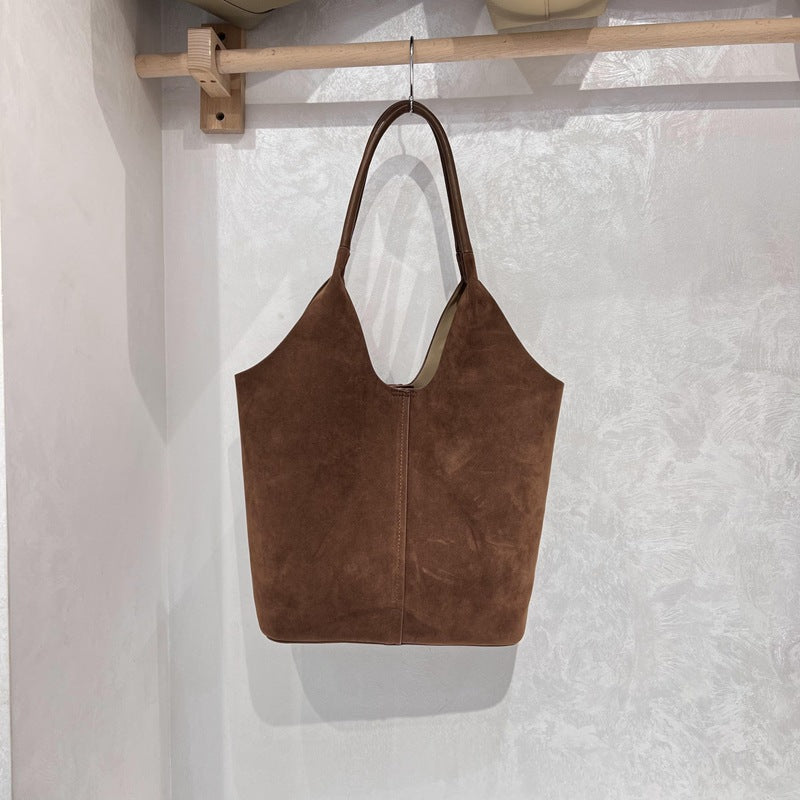 Deer-skin Suede Bucket BagAutumnwinter Underarmshoulder Bag For Women THRU7