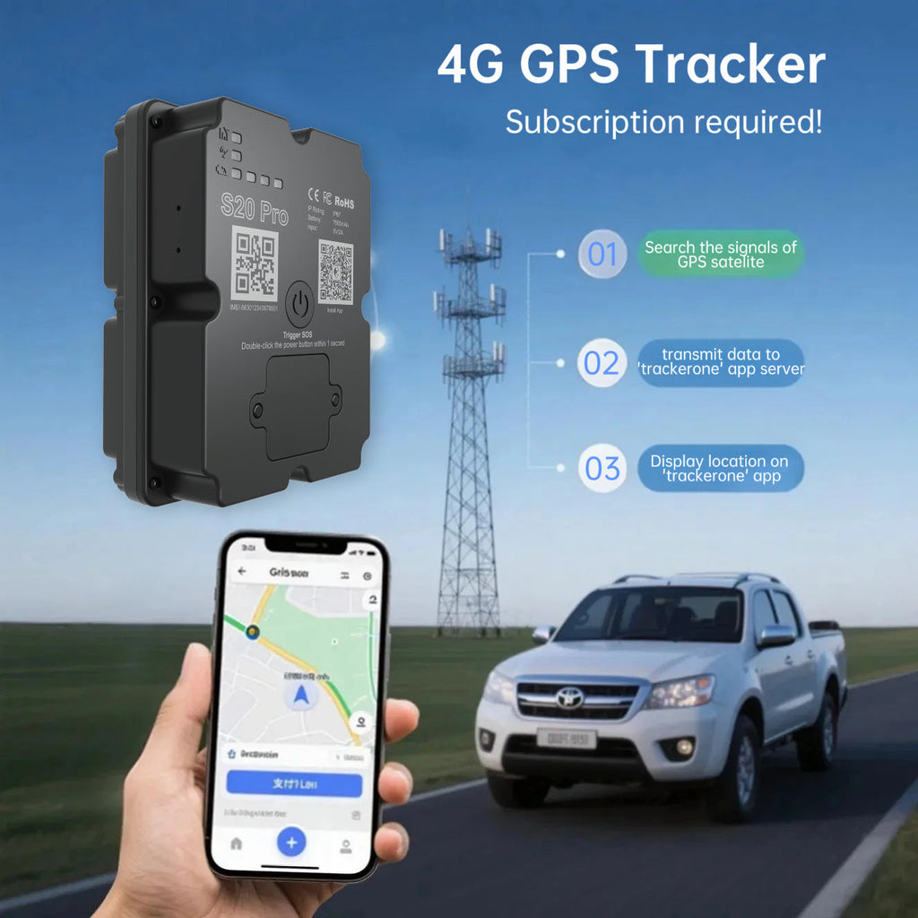 Long Battery 4G GPS Vehicle Tracker - Up To 30 Days Standby, Real-Time Tracking, Magnetic & Waterproof, Subscription Required THRU7