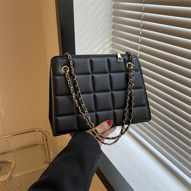 Plaid Bag Womens Small Diamond-Pattern Embroidered Grid Shoulder Bag THRU7