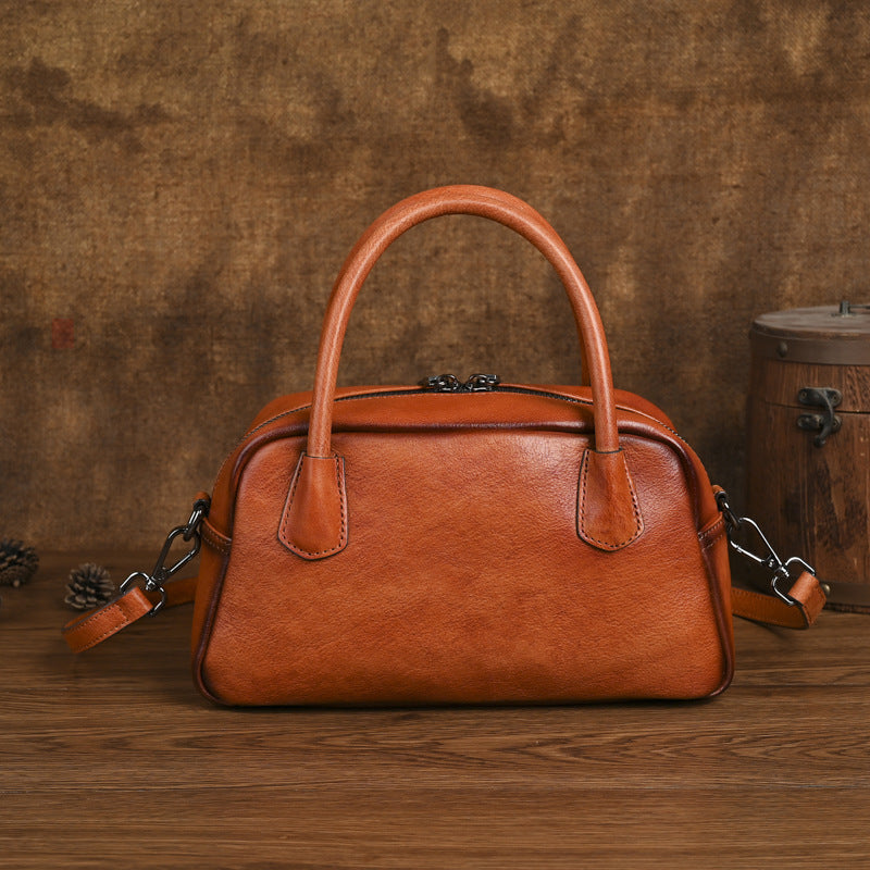 Retro Ethnic-style Full-grain Leather Shoulder Bag For Women THRU7