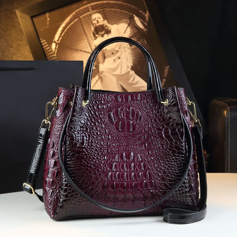 Stylish Textured And Colorful Crocodile-Print Womens Shoulder Bag THRU7