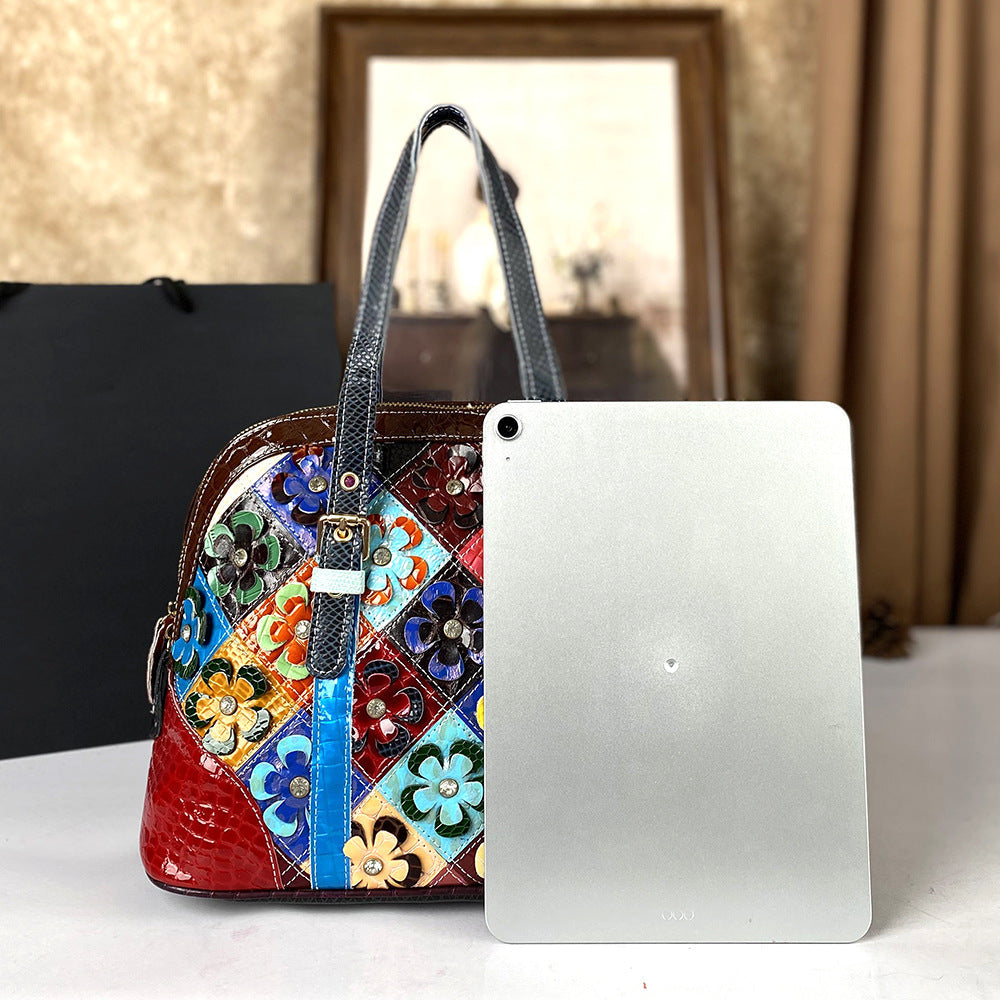 Stylish Patchwork Color-Block Womens Tote And Crossbody Bag THRU7