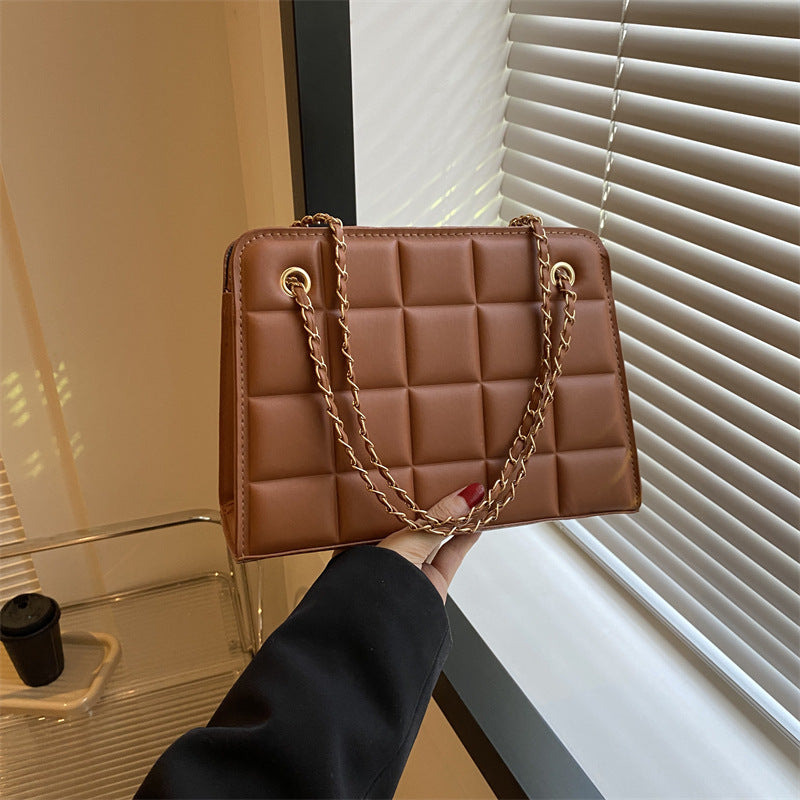 Plaid Bag Womens Small Diamond-Pattern Embroidered Grid Shoulder Bag THRU7