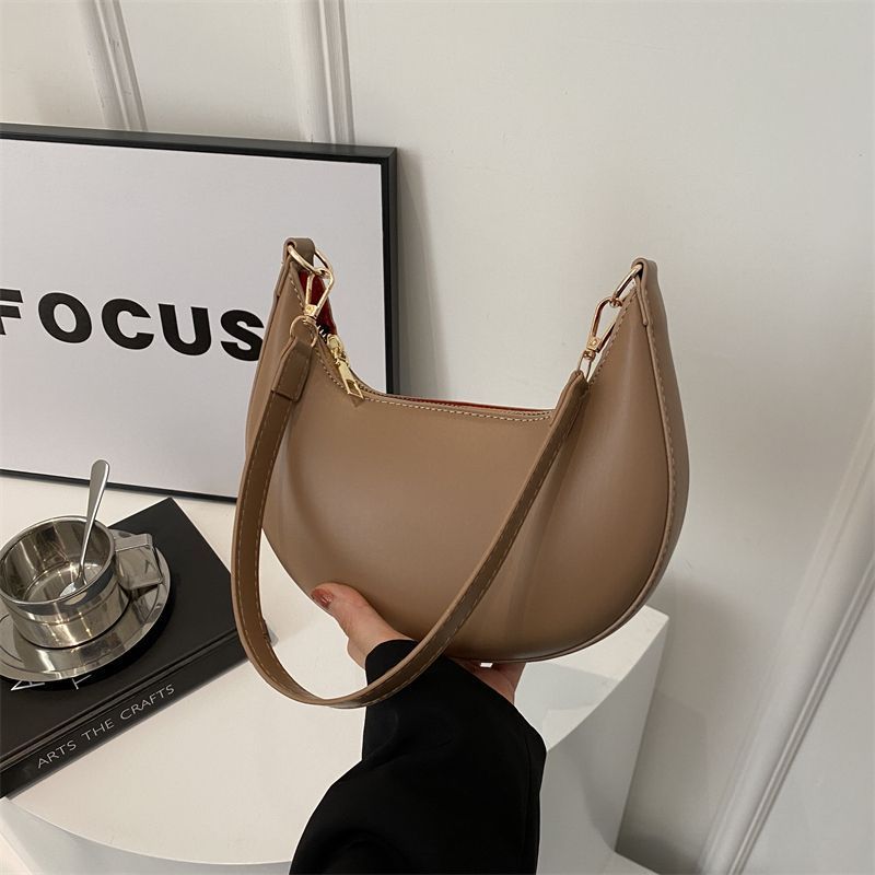 Niche Crescent New Simple All-Match Textured Shoulder Bag For Women THRU7