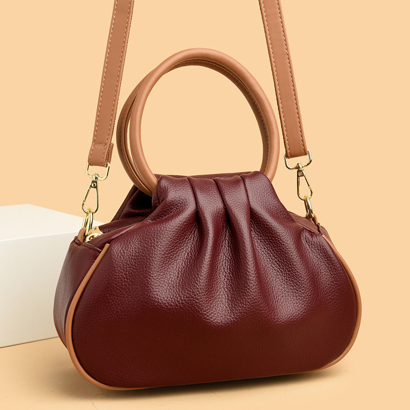 Large-capacity Pleated Crossbody Shoulder Bag For Women THRU7