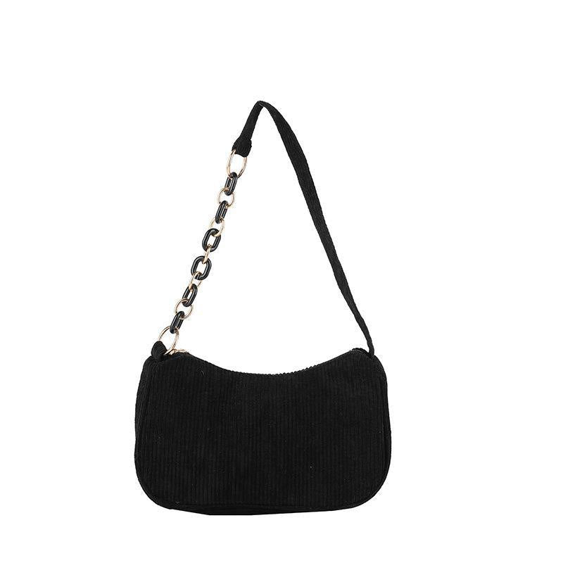 Artistic Fabric Bag Minimalist Casual Corduroy Single-shoulder Bag For Women THRU7