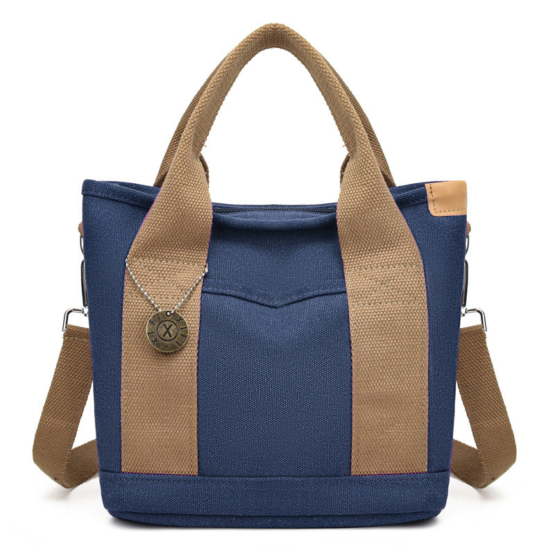 Women's Canvas Tote Bag With Contrasting Color Design THRU7